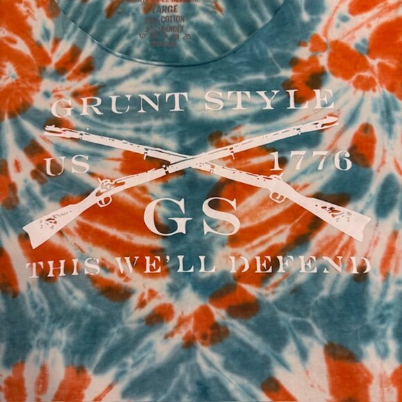 Grunt Style This We'll Defend Orange/Blue Tie Dye Women's T-Shirt | Size L - Picture 2 of 8